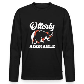 Loutre Otter Loutre, Cadeau Loutre de mer - T-shirt manches longues Premium bio Homme - noir - Devant - Nico (187cm)