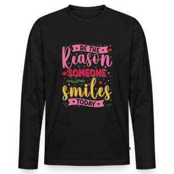 Why someone smiles inspiringly today - Men's Premium Organic Long Sleeve Shirt - black - Front - Nico (187cm)
