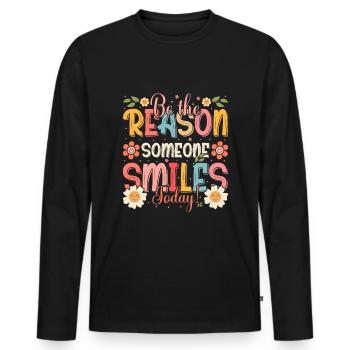 Why someone smiles inspiringly today - Men's Premium Organic Long Sleeve Shirt - black - Front - Nico (187cm)