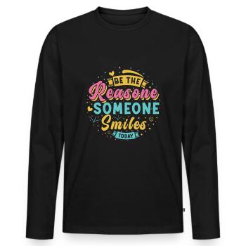 Why someone smiles inspiringly today - Men's Premium Organic Long Sleeve Shirt - black - Front - Nico (187cm)
