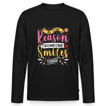 Why someone smiles inspiringly today - Men's Premium Organic Long Sleeve Shirt - black - Front - Nico (187cm)