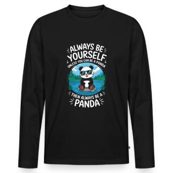 Always be yourself, be a panda - Men's Premium Organic Long Sleeve Shirt - black - Front - Nico (187cm)