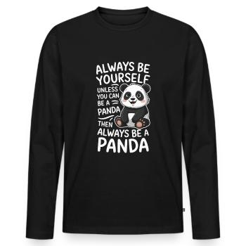 Always be yourself, be a panda - Men's Premium Organic Long Sleeve Shirt - black - Front - Nico (187cm)