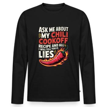 Demandez-moi ma recette de chili - T-shirt manches longues Premium bio Homme - noir - Devant - Nico (187cm)