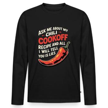 Demandez-moi ma recette de chili - T-shirt manches longues Premium bio Homme - noir - Devant - Nico (187cm)