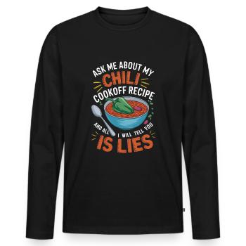 Demandez-moi ma recette de chili - T-shirt manches longues Premium bio Homme - noir - Devant - Nico (187cm)