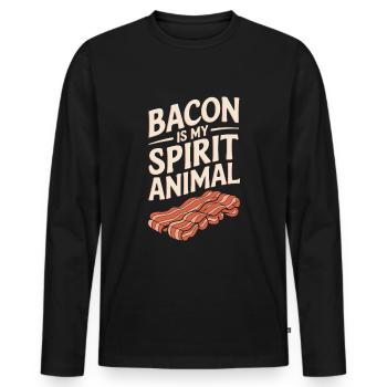 Speck Ist Mein Geisttier - Männer Premium Bio Langarmshirt - Schwarz - Vorne - Nico (187cm)