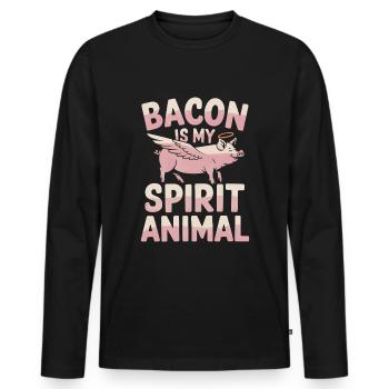 Speck Ist Mein Geisttier - Männer Premium Bio Langarmshirt - Schwarz - Vorne - Nico (187cm)