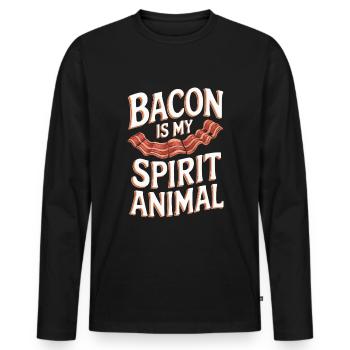 Speck Ist Mein Geisttier - Männer Premium Bio Langarmshirt - Schwarz - Vorne - Nico (187cm)