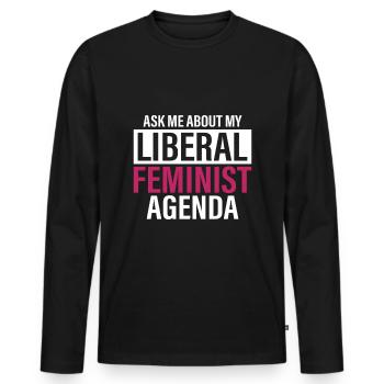 According to my liberal feminist agenda - Men's Premium Organic Long Sleeve Shirt - black - Front - Nico (187cm)