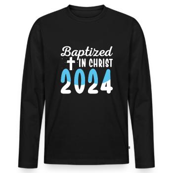Temps pour mon baptême Première Communion - T-shirt manches longues Premium bio Homme - noir - Devant - Nico (187cm)