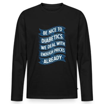 Diabétiques de type a ou b drôle de dicton - T-shirt manches longues Premium bio Homme - noir - Devant - Nico (187cm)