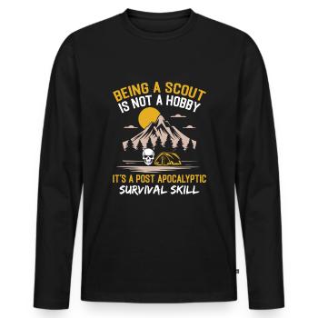 Scout Randonnée Escalade Camping - T-shirt manches longues Premium bio Homme - noir - Devant - Nico (187cm)