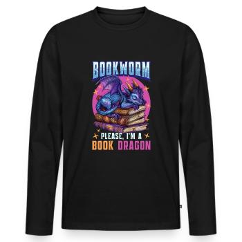Bücherwurm Bücher Lesen Leseratte - Männer Premium Bio Langarmshirt - Schwarz - Vorne - Nico (187cm)