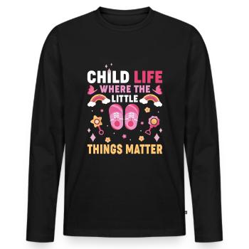 La vie des enfants des petites choses une pédiatrie - T-shirt manches longues Premium bio Homme - noir - Devant - Nico (187cm)