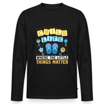 La vie des enfants des petites choses une pédiatrie - T-shirt manches longues Premium bio Homme - noir - Devant - Nico (187cm)