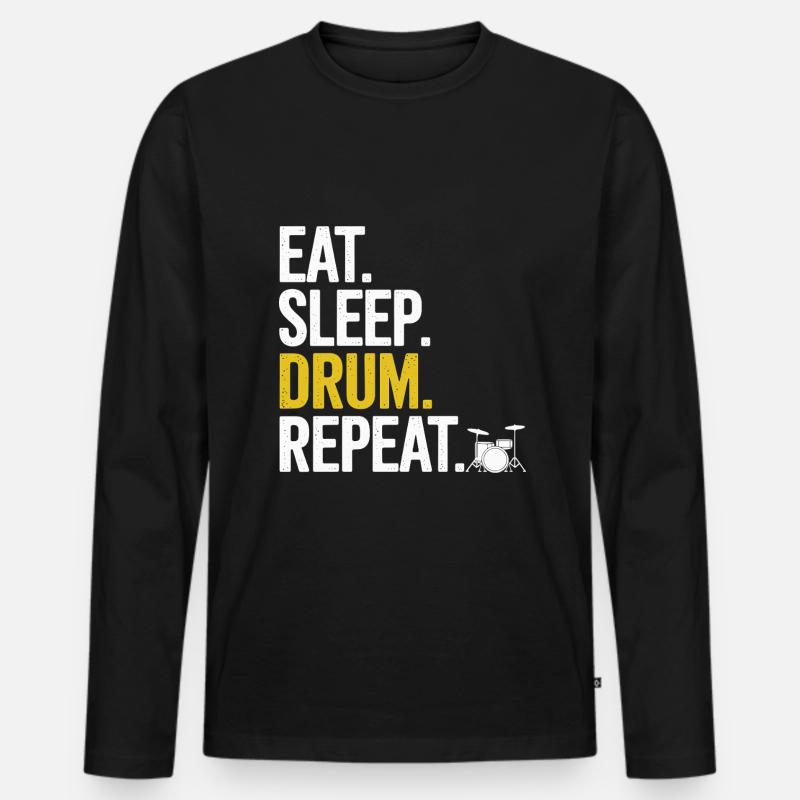 Trommeln Drummer Schlagzeuger - Männer Premium Bio Langarmshirt - Schwarz