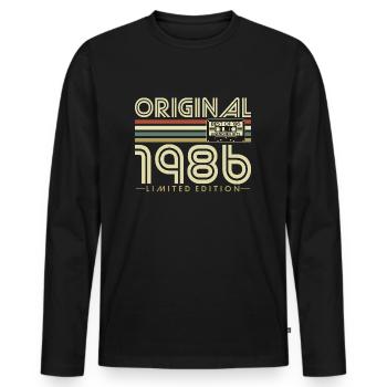 1986 Vintage Vintage Rétro Cadeau d’anniversaire - T-shirt manches longues Premium bio Homme - noir - Devant - Nico (187cm)