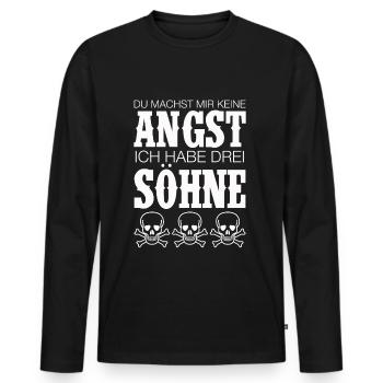MUTTER VATER VON SÖHNEN MAMA PAPA SPRÜCHE GESCHENK - Männer Premium Bio Langarmshirt - Schwarz - Vorne - Nico (187cm)