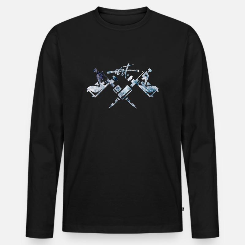 Tattoo ist Kunst - Männer Premium Bio Langarmshirt - Schwarz
