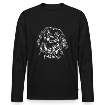 PEKINESE Dog Dogs Portrait Wilsigns Dogs - Men's Premium Organic Long Sleeve Shirt - black - Front - Nico (187cm)