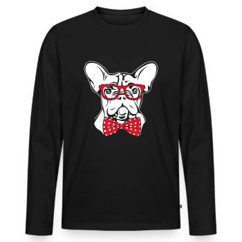 BULLDOG FRANÇAIS Sweet Frenchie Wilsigns - T-shirt manches longues Premium bio Homme - noir - Devant - Nico (187cm)