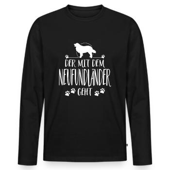 DER MIT NEUFUNDLÄNDER GEHT Hunde Spruch Wilsigns - Männer Premium Bio Langarmshirt - Schwarz - Vorne - Nico (187cm)