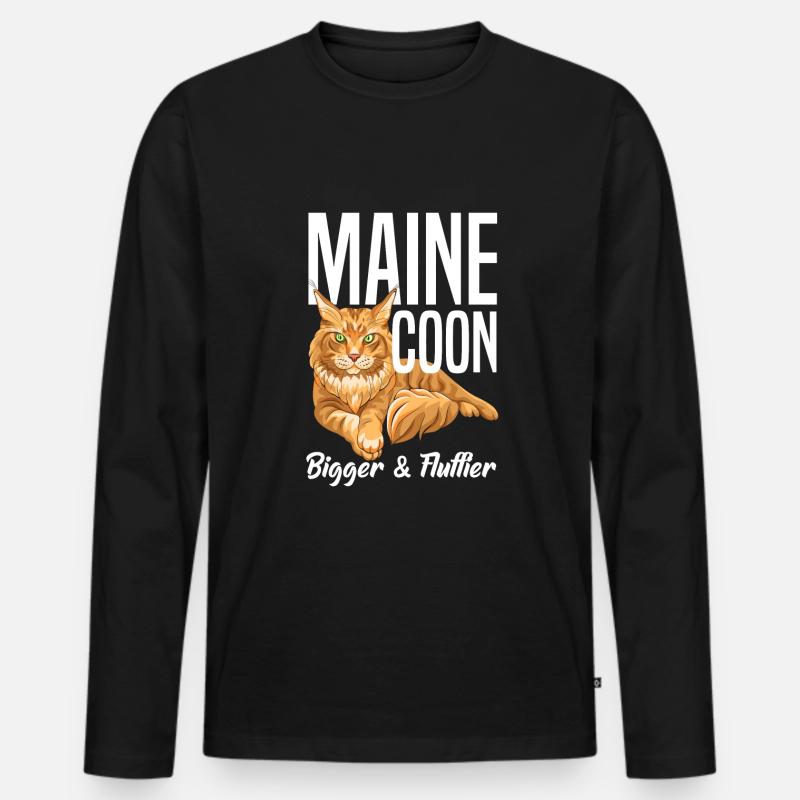 Maine Coon Katze - Männer Premium Bio Langarmshirt - Schwarz