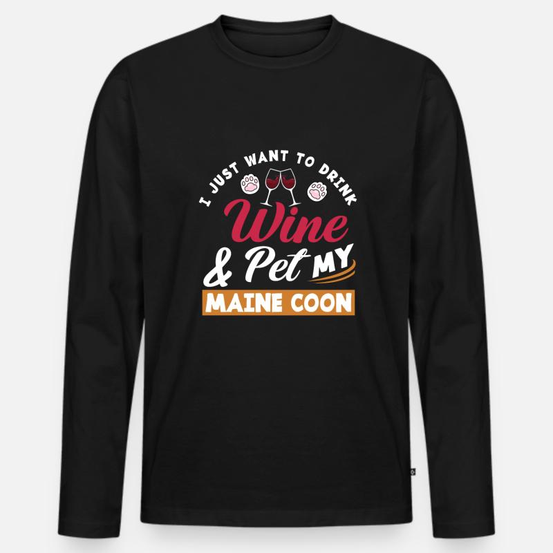 Maine Coon Katze - Männer Premium Bio Langarmshirt - Schwarz