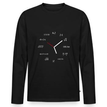 Math Clock Drôle Mathématiques Horloge Mème - T-shirt manches longues Premium bio Homme - noir - Devant - Nico (187cm)