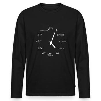 Math Clock Drôle Mathématiques Horloge Meme Math Clock - T-shirt manches longues Premium bio Homme - noir - Devant - Nico (187cm)