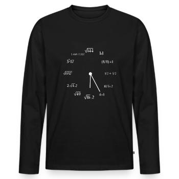 Math Clock Meme Drôle Mathématiques Mathématicien - T-shirt manches longues Premium bio Homme - noir - Devant - Nico (187cm)