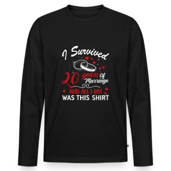 Survived 20 Years Marriage Hearts Valentines Day - Männer Premium Bio Langarmshirt - Schwarz - Vorne - Nico (187cm)