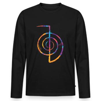 Reiki - Men's Premium Organic Long Sleeve Shirt - black - Front - Nico (187cm)