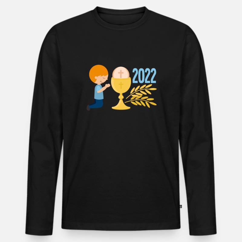 Prima Comunione 1a Comunione 2022 - Maglia a manica lunga ecologica premium da uomo - nero