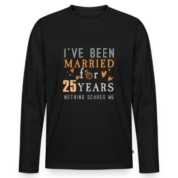 Marriage Married For 25 Years Heart Valentines Day - Männer Premium Bio Langarmshirt - Schwarz - Vorne - Nico (187cm)