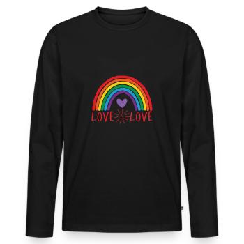 Love LGBTQ LGBT Pride Hearts Day Valentines Day - Männer Premium Bio Langarmshirt - Schwarz - Vorne - Nico (187cm)