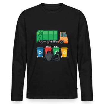 Recycler les camions à ordures Réutiliser Planet Save - T-shirt manches longues Premium bio Homme - noir - Devant - Nico (187cm)