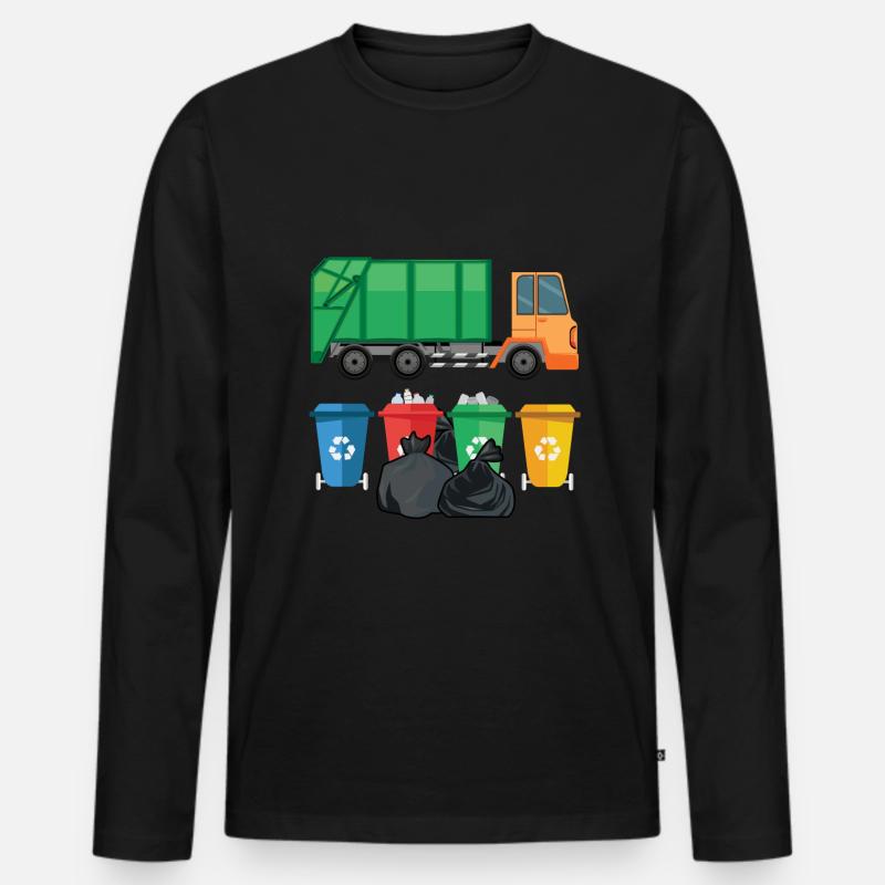 Müllwagen Recyceln Wiederverwenden Planet Save - Männer Premium Bio Langarmshirt - Schwarz