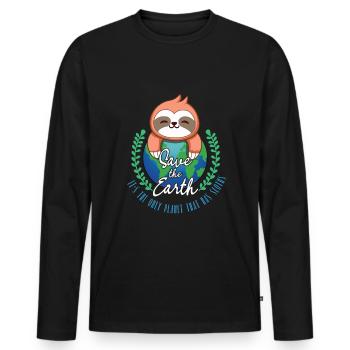 Rette Die Erde Kawaii Sloth Planet Rette Den Tag - Männer Premium Bio Langarmshirt - Schwarz - Vorne - Nico (187cm)