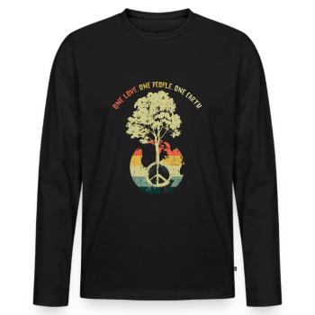 Retro Vintage People Planet Save World Earth Day - Men's Premium Organic Long Sleeve Shirt - black - Front - Nico (187cm)