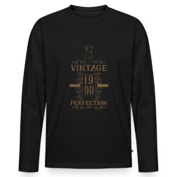 32 Year Old Whiskey Beer Drinking Birth Born 1990 - Männer Premium Bio Langarmshirt - Schwarz - Vorne - Nico (187cm)