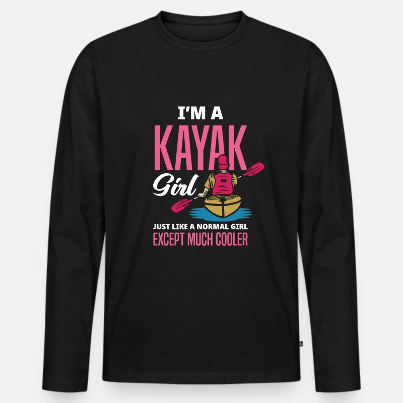 Kajak - Männer Premium Bio Langarmshirt - Schwarz