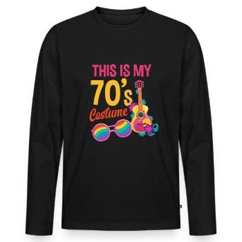 70er Jahre Party Outfit Kostüm 70er Party - Männer Premium Bio Langarmshirt - Schwarz - Vorne - Nico (187cm)