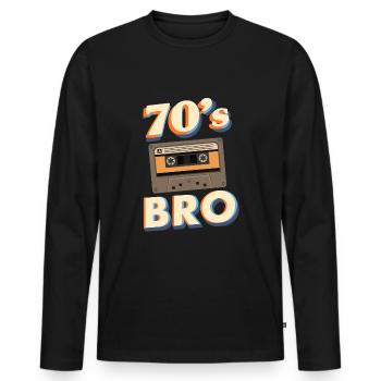 70er Jahre Party Outfit Kostüm 70er Party - Männer Premium Bio Langarmshirt - Schwarz - Vorne - Nico (187cm)