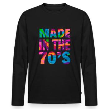 70er Jahre Party Outfit Kostüm 70er Geboren - Männer Premium Bio Langarmshirt - Schwarz - Vorne - Nico (187cm)