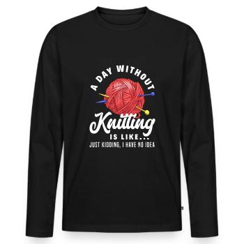 Knitting Knitting Needle Knitting Needle Knitting - Men's Premium Organic Long Sleeve Shirt - black - Front - Nico (187cm)