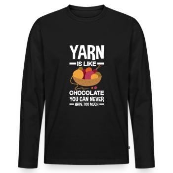 Garn Stricken Stricknadeln Stricknadel Strickerei - Männer Premium Bio Langarmshirt - Schwarz - Vorne - Nico (187cm)