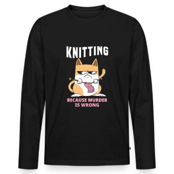 Knitting Knitting Needle Knitting Needle Knitting - Men's Premium Organic Long Sleeve Shirt - black - Front - Nico (187cm)