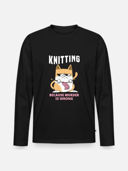 Knitting Knitting Needle Knitting Needle Knitting - Men's Premium Organic Long Sleeve Shirt - black